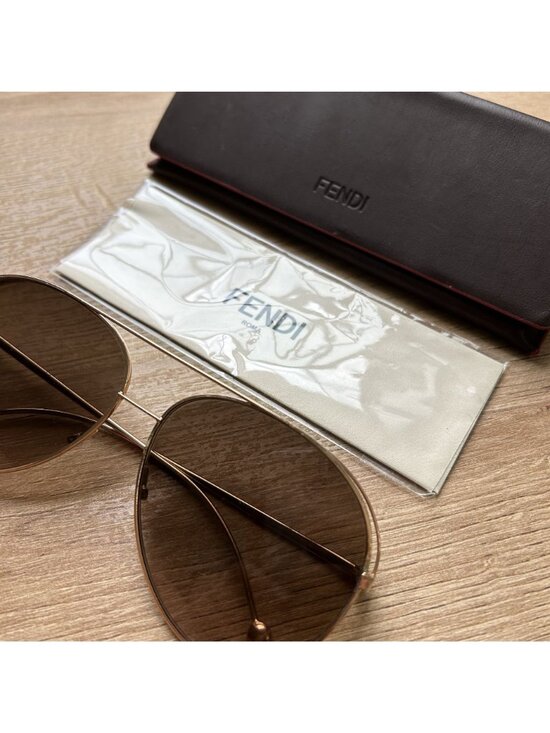 FENDI Gold Metalic Double Bridge Full Rim Pilot Sunglasses 0286/S main image 9